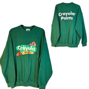 Vintage Lee Heavyweight Size XL Crayola Crewneck Sweatshirt Green Made In USA